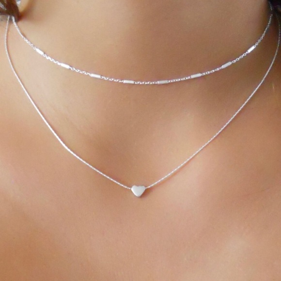 Brandy Melville Jewelry - ⭐️{2 for $20}⭐️ Dainty Gold Heart Choker Duo